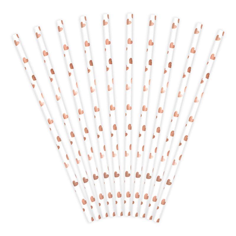 Rose Gold Heart Straws - The Party Room