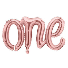 Rose Gold One Script Foil Balloons - The Party Room