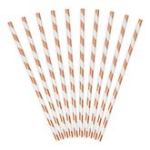 Rose Gold Striped Straws - The Party Room