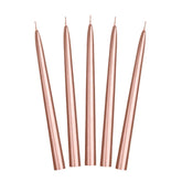 Metallic Rose Gold Taper Dinner Candles 10pk - The Party Room