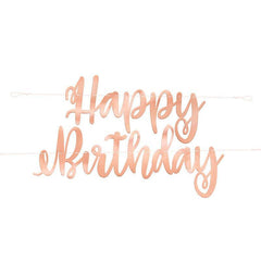 Rose Gold Happy Birthday Banner - The Party Room