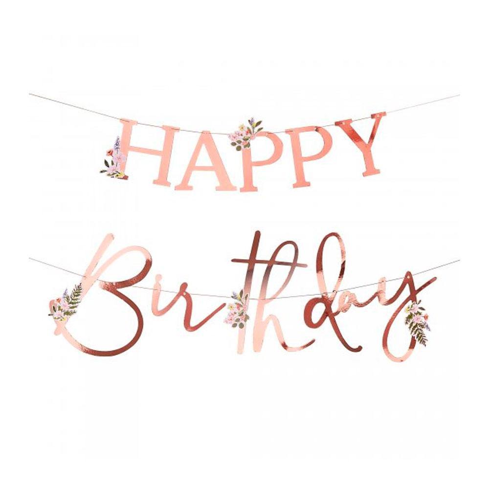 Rose Gold Happy Birthday Bunting - The Party Room
