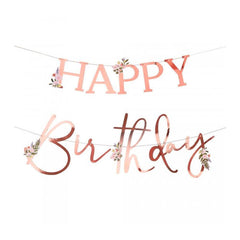 Rose Gold Happy Birthday Bunting - The Party Room