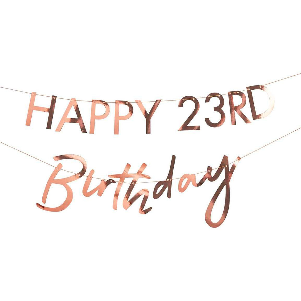 Customisable Milestone Rose Gold Birthday Banner - The Party Room