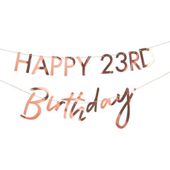 Customisable Milestone Rose Gold Birthday Banner - The Party Room