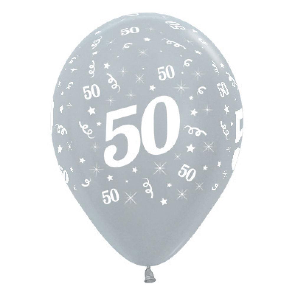 Satin Silver 50th Birthday Balloons - The Party Room