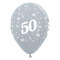 Satin Silver 50th Birthday Balloons - The Party Room