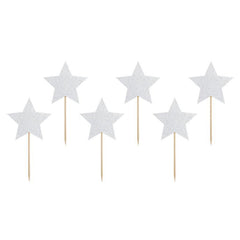 Silver Star Cupcake Toppers - The Party Room