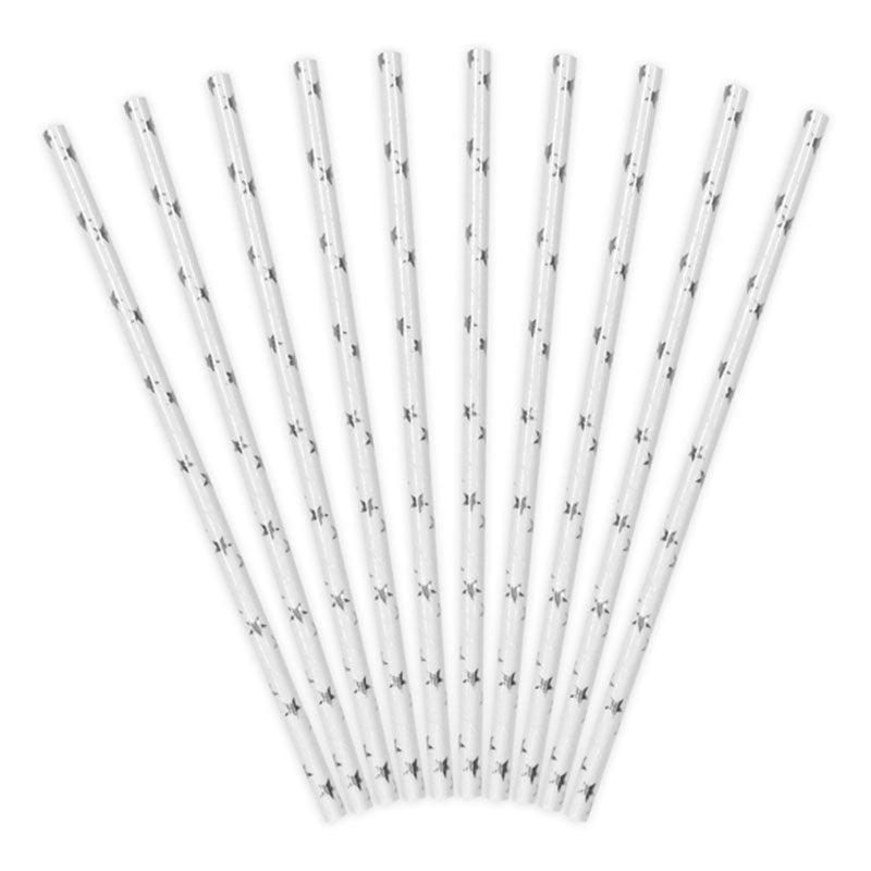 Silver Star Straws 10pk - The Party Room