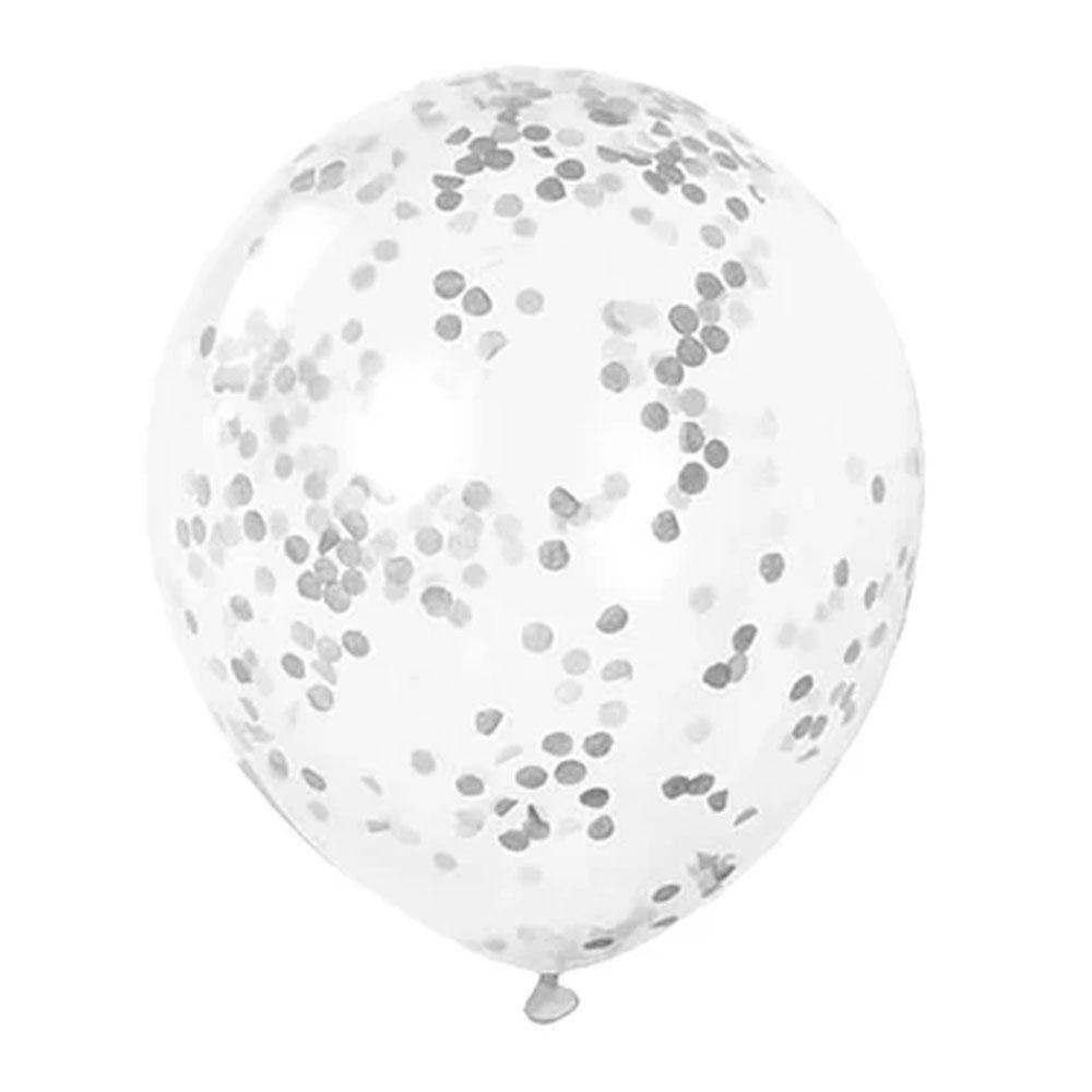 Silver Confetti Balloons (6 Pack) - The Party Room