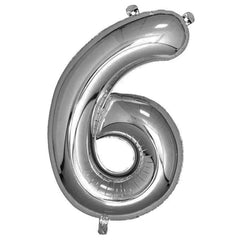 Silver Giant Foil Number Balloon - 6 - The Party Room