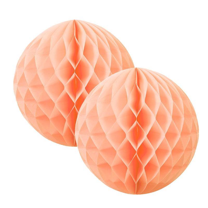 Pastel Peach Honeycomb Balls 15cm (2 Pack) - The Party Room