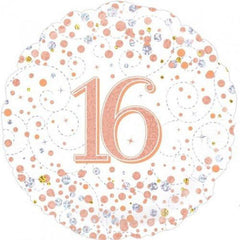 Sparkling Rose Gold 16th Birthday Foil Balloon - The Party Room