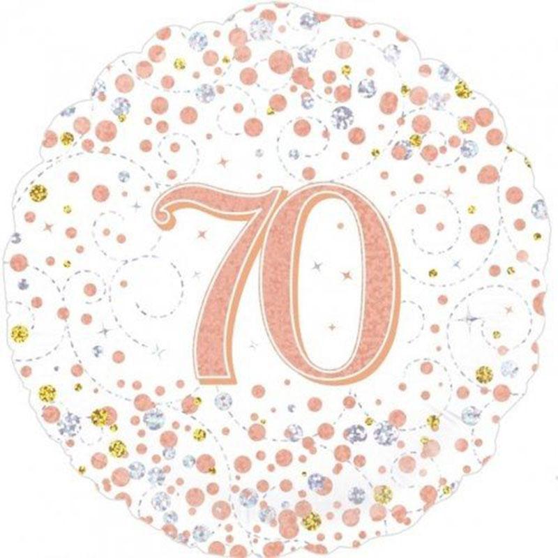 Sparkling Rose Gold 70th Birthday Foil Balloon - The Party Room