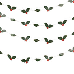Holly Leaves Christmas Garland Decoration - The Party Room