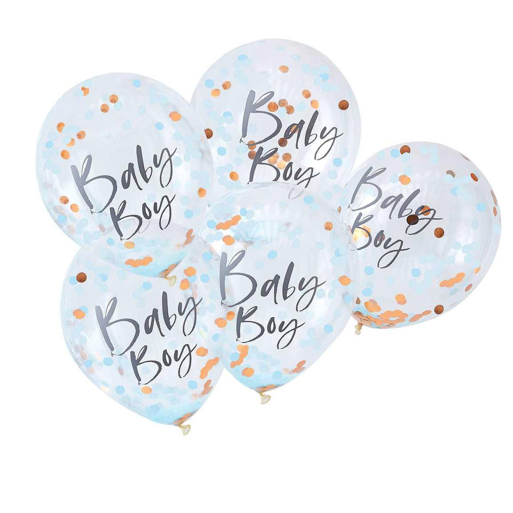 Blue Baby Boy Baby Shower Confetti Balloons 5pk - The Party Room
