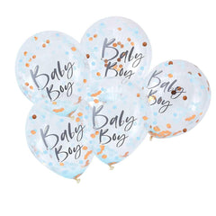 Blue Baby Boy Baby Shower Confetti Balloons 5pk - The Party Room