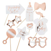 Rose Gold Baby Shower Photo Booth Props 10pk - The Party Room