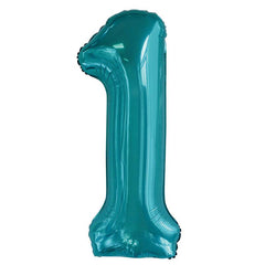 Teal Giant Foil Number Balloon - 1 - The Party Room