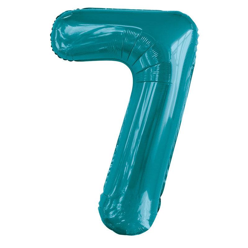 Teal Giant Foil Number Balloon - 7 - The Party Room