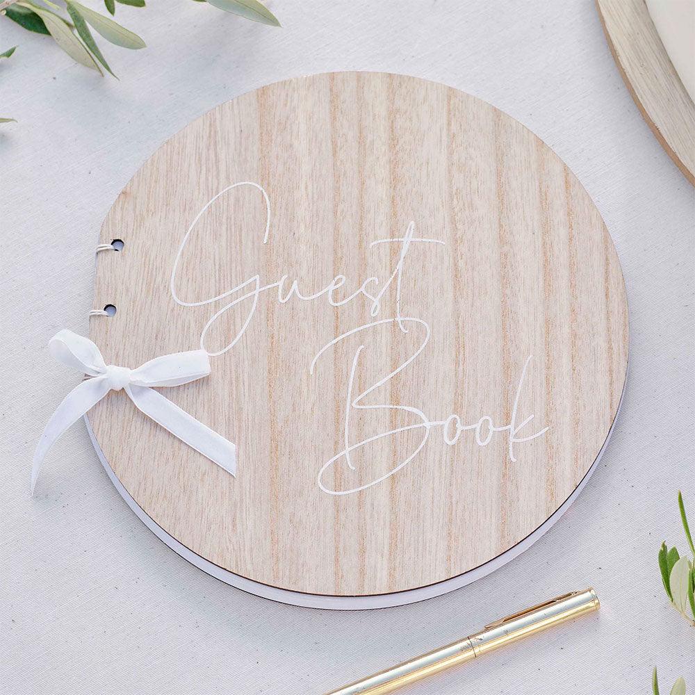 Round Wooden Wedding Guest Book - The Party Room
