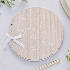 Round Wooden Wedding Guest Book - The Party Room