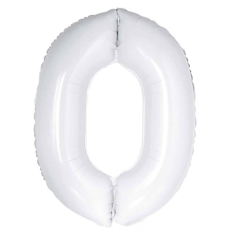 White Giant Foil Number Balloon - 0 - The Party Room