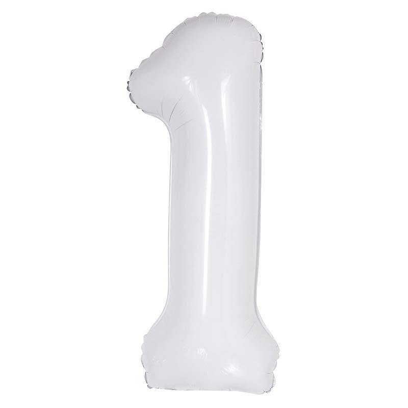 White Giant Foil Number Balloon - 1 - The Party Room
