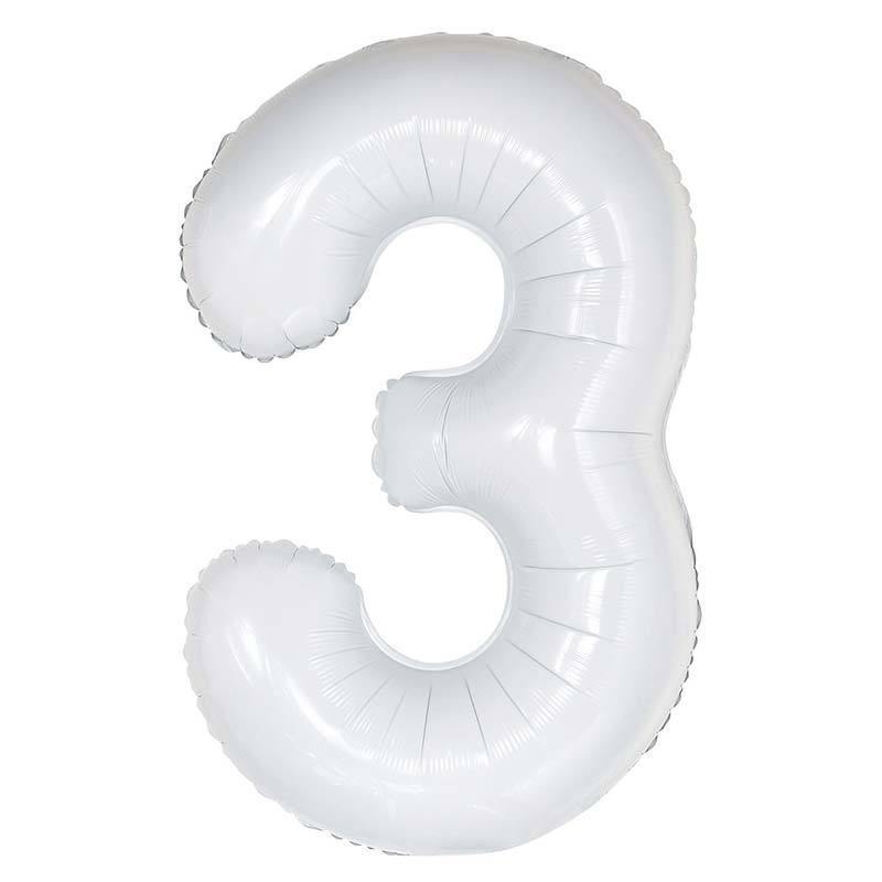 White Giant Foil Number Balloon - 3 - The Party Room