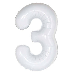 White Giant Foil Number Balloon - 3 - The Party Room