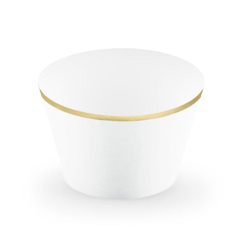 White & Gold Cupcake Wrappers 6pk - The Party Room