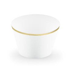 White & Gold Cupcake Wrappers 6pk - The Party Room