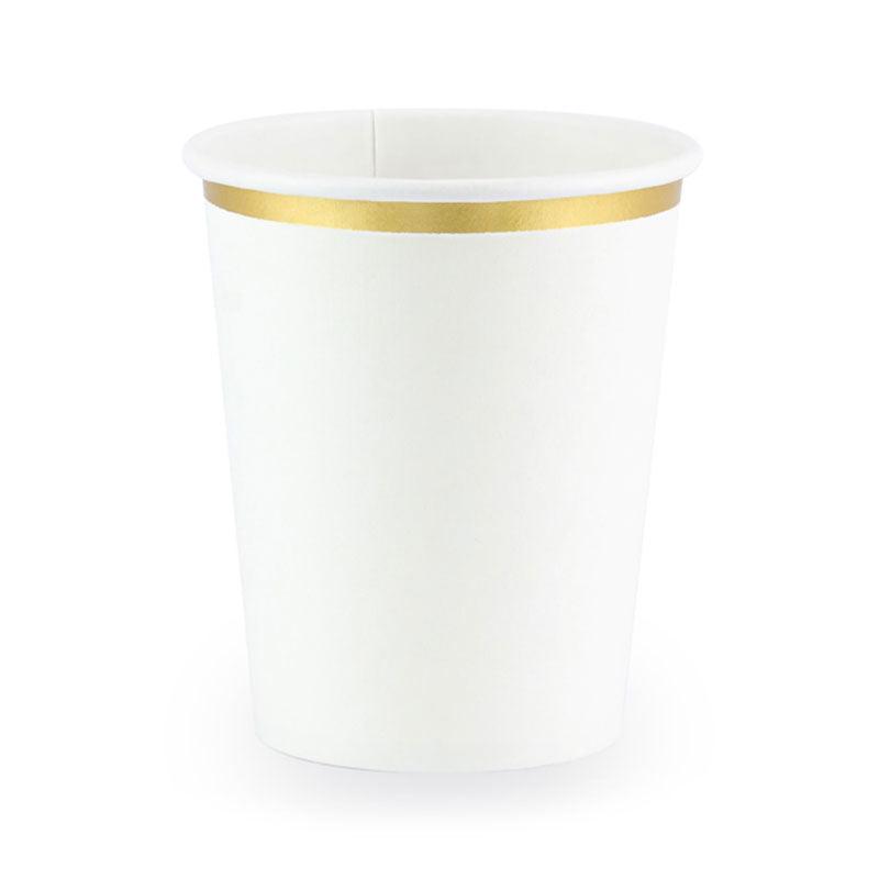 White & Gold Cups 6pk - The Party Room