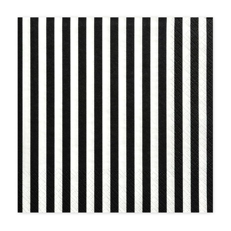 Black Striped Napkins 20pk - The Party Room
