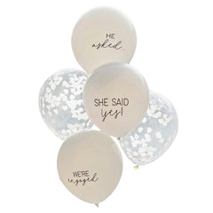 She Said Yes Confetti Engagement Balloon Bundle 5pk - The Party Room