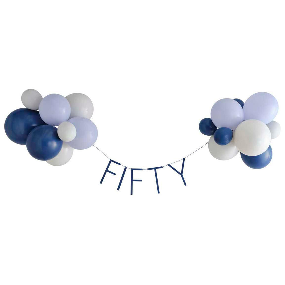 Navy 50th Birthday Milestone Balloon Bunting - The Party Room