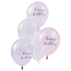 Mermaid Pink & Shell Confetti Balloon Bundle 5pk - The Party Room