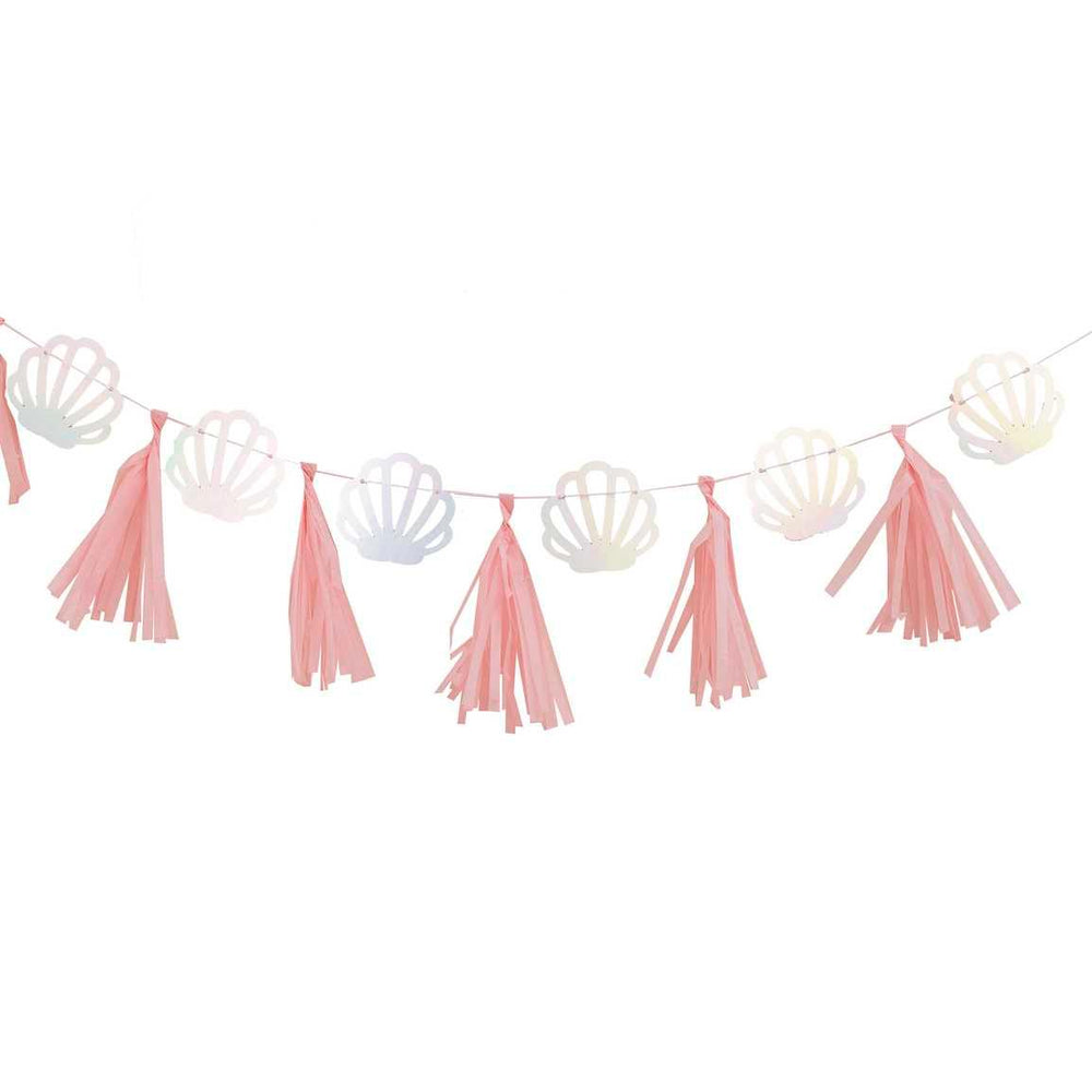 Mermaid Pink & Iridescent Shell Tassel Garland - The Party Room