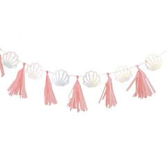 Mermaid Pink & Iridescent Shell Tassel Garland - The Party Room