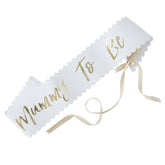 Gold Mummy to be Baby Shower Sash - The Party Room