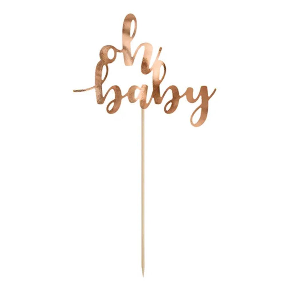 Rose Gold Oh Baby Cake Topper - The Party Room