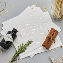 Gold Merry Christmas Napkins 16pk