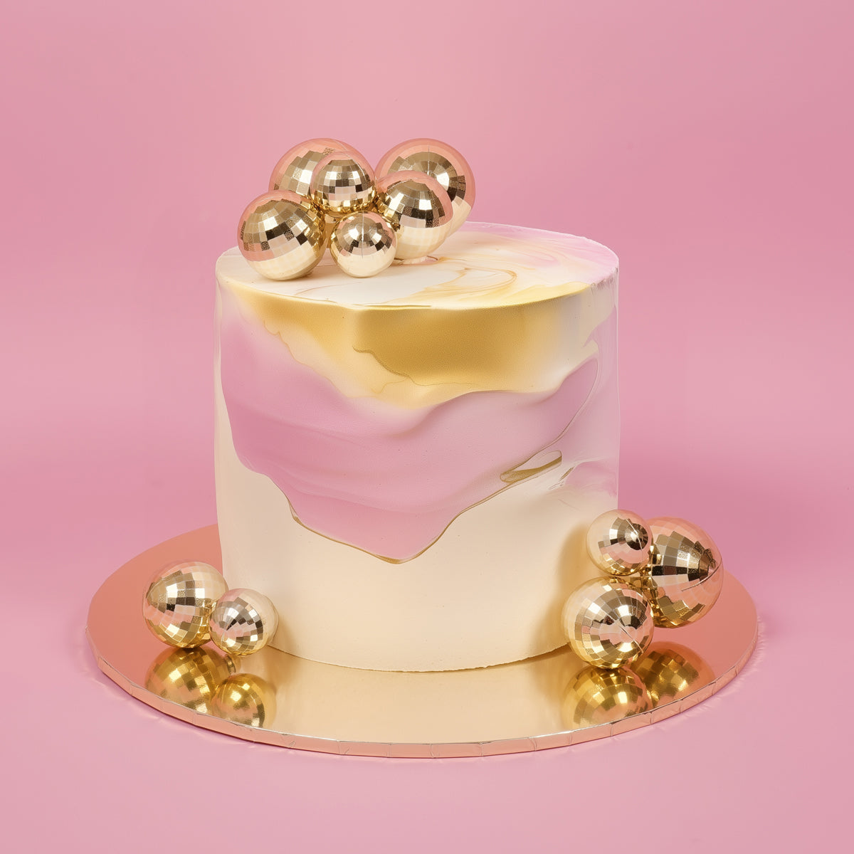 Gold Disco Cake Ball Toppers 12pk