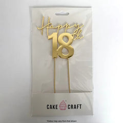 Gold Happy 18th Birthday Metal Cake Topper