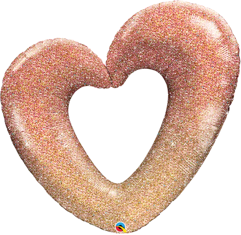 Rose Gold Glitter Ombre Heart balloon