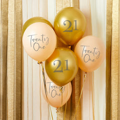 Gold & Nude Twenty One Balloons 6pk