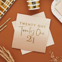 Gold Foiled Twenty One Napkins 16pk