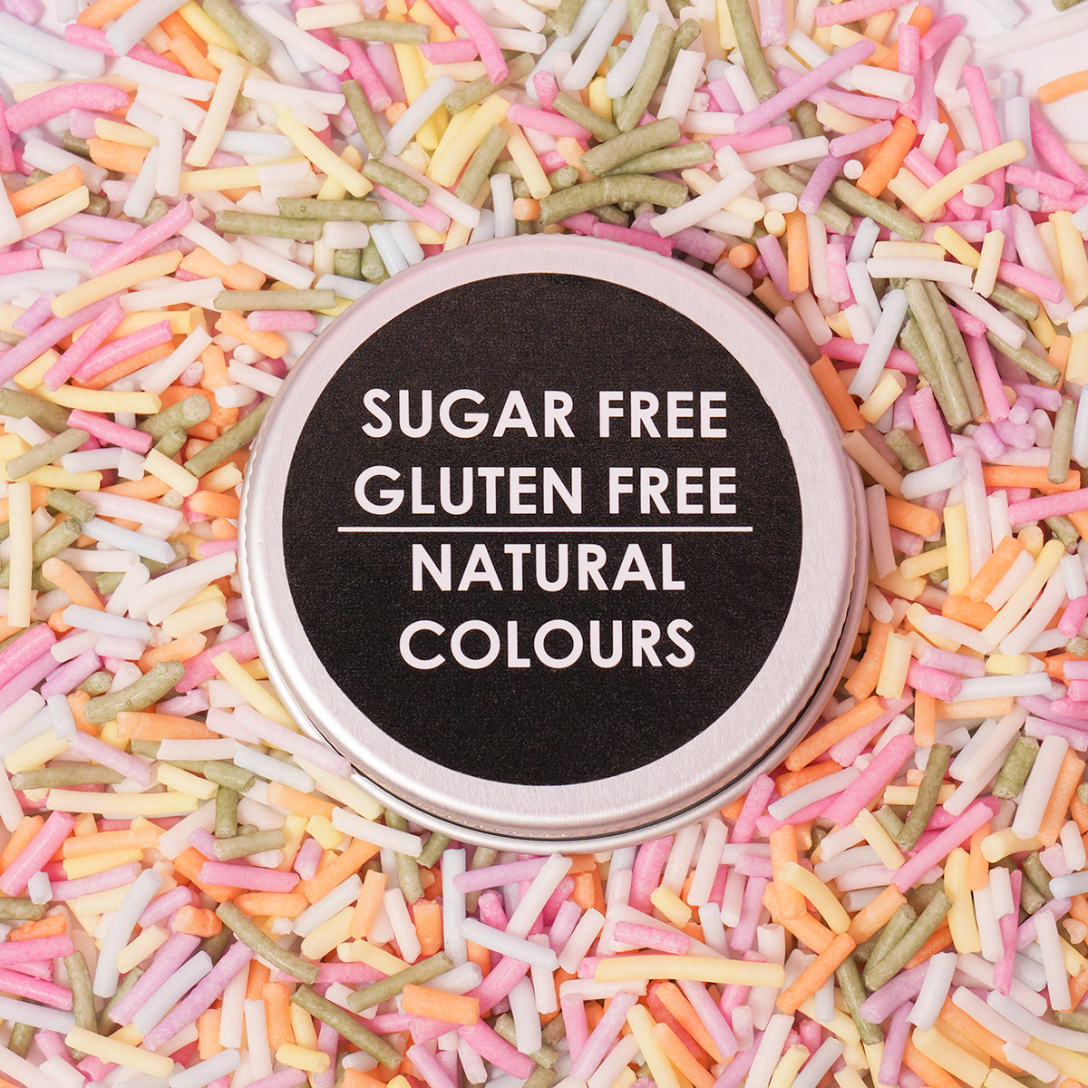 Sugar Free Natural Coloured Pastel Rainbow Jimmies Sprinkles