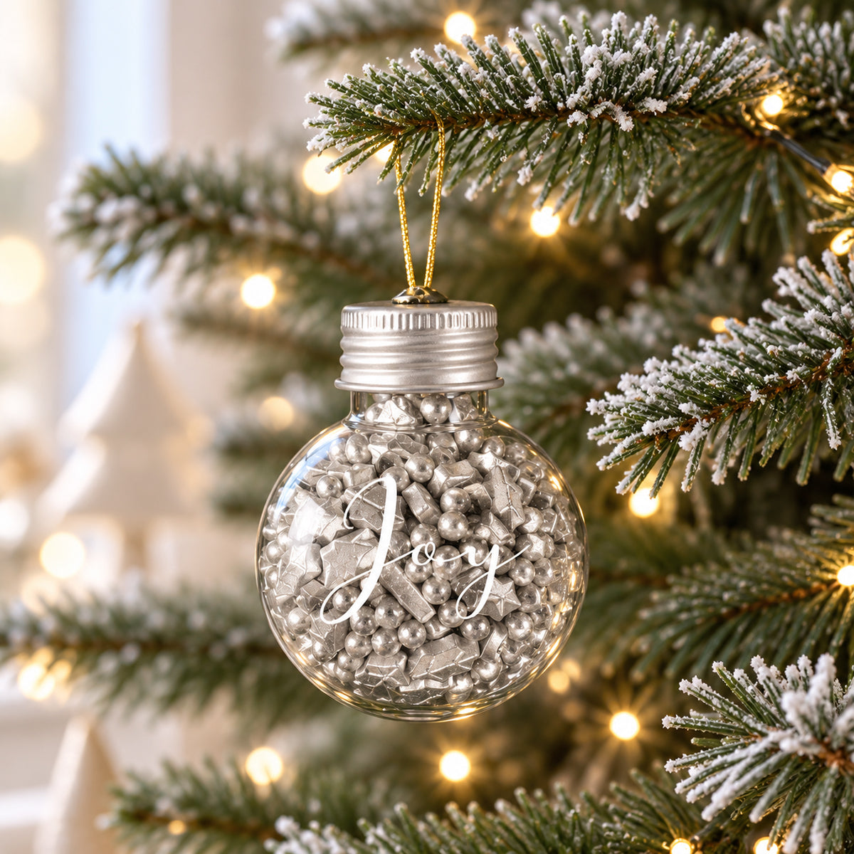 Silver Noel Sprinkle Orb Decorations