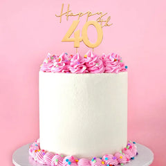 Gold Happy 40th Birthday Metal Cake Topper
